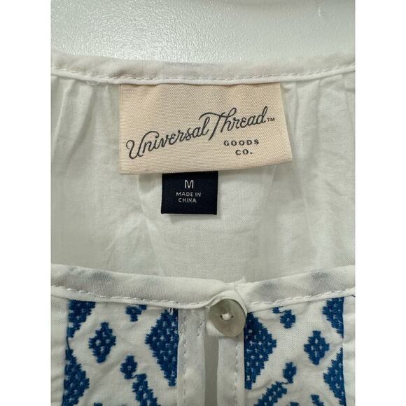 Universal Thread Medium White Cotton Peasant Top Boxy Oversized Fit - Picture 4 of 5